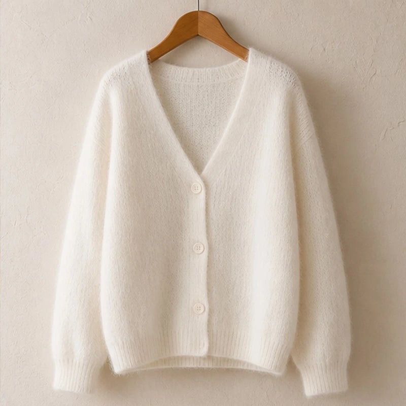 Freya Plush Knit Cardigan - Snow Fur - Department: Women - Michael Verde - Image 3