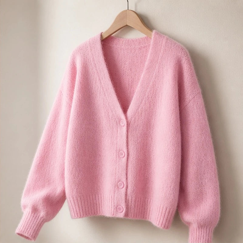 Freya Plush Knit Cardigan - Pink Fur - Department: Women - Michael Verde - Image 3