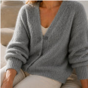 Freya Plush Knit Cardigan - Gray Fur - Women's Clothing > Sweaters & Knitwear > Cardigans - Michael Verde - Image 1