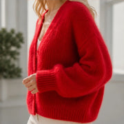 Freya Plush Knit Cardigan - Red Fur - Catalog Group: Clothing - Michael Verde - Image 2
