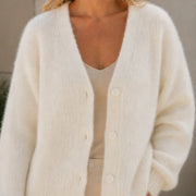 Freya Plush Knit Cardigan - Snow Fur - Catalog Group: Clothing - Michael Verde - Image 2