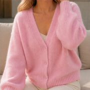 Freya Plush Knit Cardigan - Pink Fur - Catalog Group: Clothing - Michael Verde - Image 2