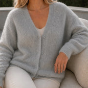 Freya Plush Knit Cardigan - Light Gray Fur - Women's Clothing > Sweaters & Knitwear > Cardigans - Michael Verde - Image 1