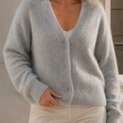 Freya Plush Knit Cardigan - Light Gray Fur - Catalog Group: Clothing - Michael Verde - Image 2