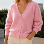 Freya Plush Knit Cardigan - Pink Fur - Women's Clothing > Sweaters & Knitwear > Cardigans - Michael Verde - Image 1