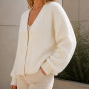 Freya Plush Knit Cardigan - Snow Fur - Women's Clothing > Sweaters & Knitwear > Cardigans - Michael Verde - Image 1