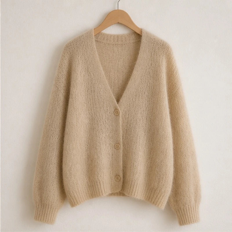 Freya Plush Knit Cardigan - Fur - Catalog Group: Clothing - Michael Verde - Image 2