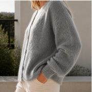 Freya Plush Knit Cardigan - Gray Fur - Catalog Group: Clothing - Michael Verde - Image 2