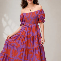 Frinada Floral Off-Shoulder Maxi Dress - Red - Dress - Michael Verde - Image 1