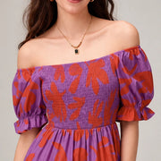 Frinada Floral Off-Shoulder Maxi Dress - Red - women's dress - Michael Verde - Image 2