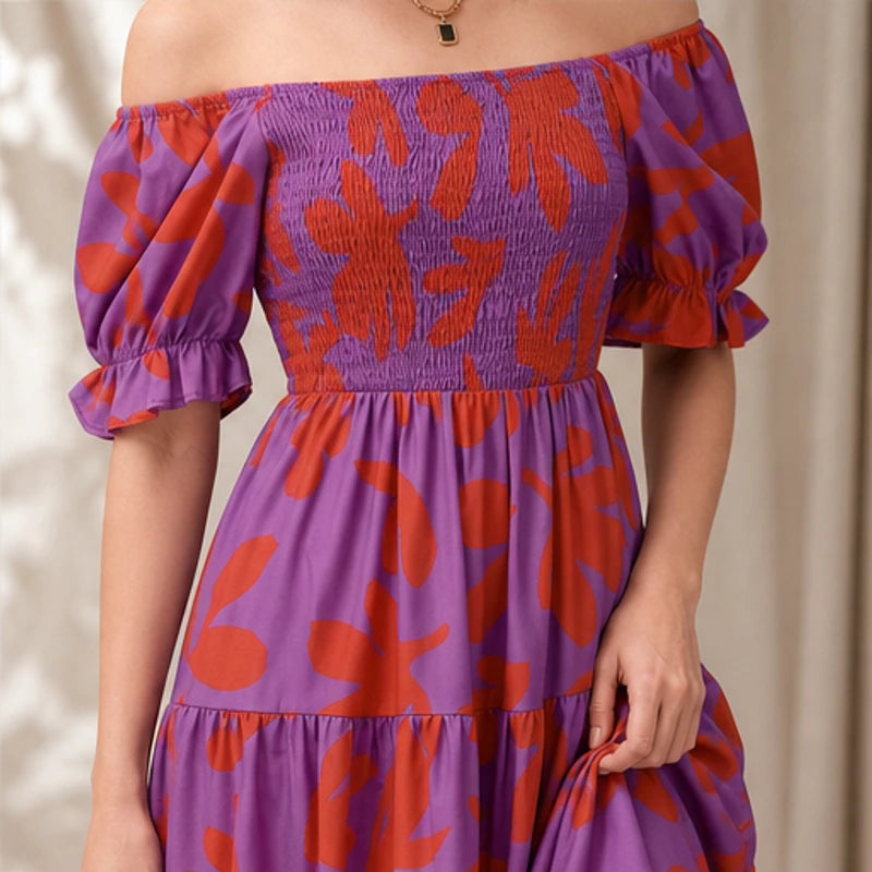 Frinada Floral Off-Shoulder Maxi Dress - Red - floral dress - Michael Verde - Image 4