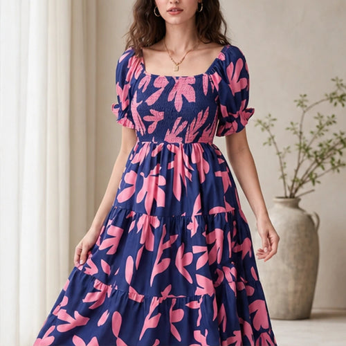 Frinada Floral Off-Shoulder Maxi Dress - Blue - Dress - Michael Verde - Image 1