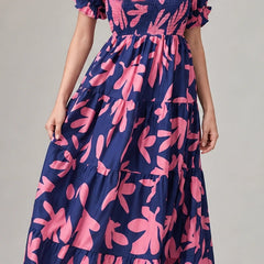 Frinada Floral Off-Shoulder Maxi Dress - Blue - floral dress - Michael Verde - Image 4