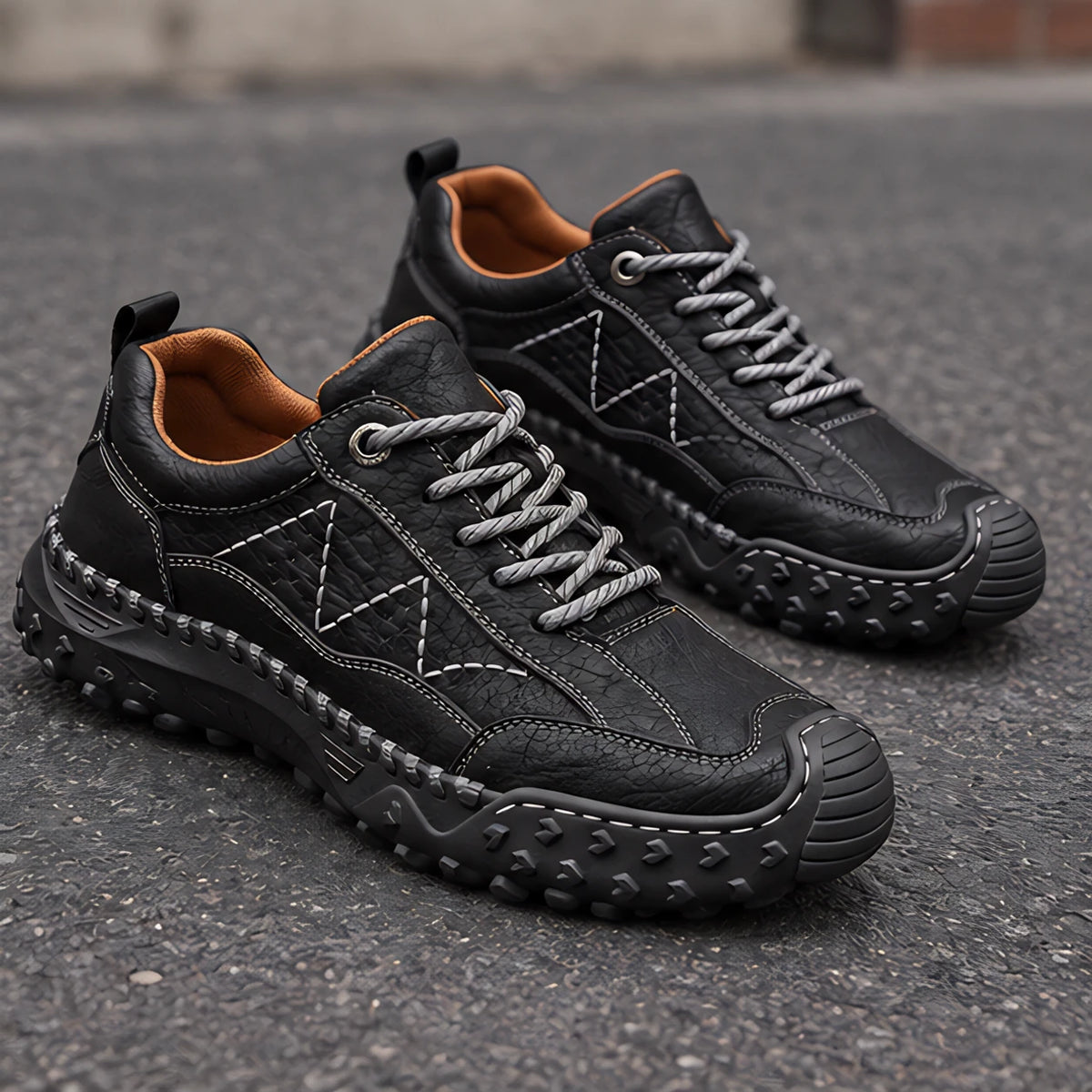 Garrick Men's Burnished Leather Sneakers - Black - Men's Footwear > Sneakers > Leather Sneakers - Michael Verde - Image 3