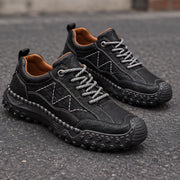 Garrick Men's Burnished Leather Sneakers - Black - Men's Footwear > Sneakers > Leather Sneakers - Michael Verde - Image 3