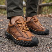 Garrick Men's Burnished Leather Sneakers - Light Brown - Men's Footwear > Sneakers > Leather Sneakers - Michael Verde - Image 1