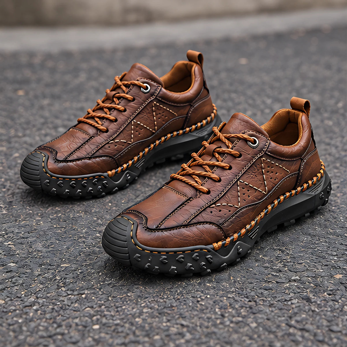 Garrick Men's Burnished Leather Sneakers - Dark Brown - Men's Footwear > Sneakers > Leather Sneakers - Michael Verde - Image 3