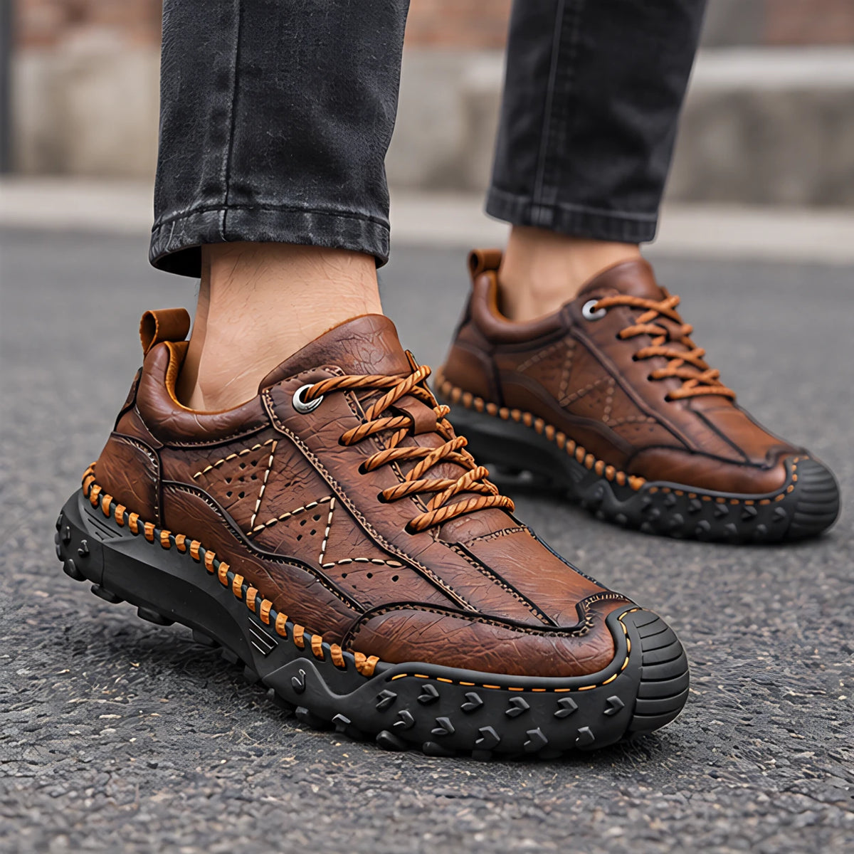 Garrick Men's Burnished Leather Sneakers - Dark Brown - Men's Footwear > Sneakers > Leather Sneakers - Michael Verde - Image 1