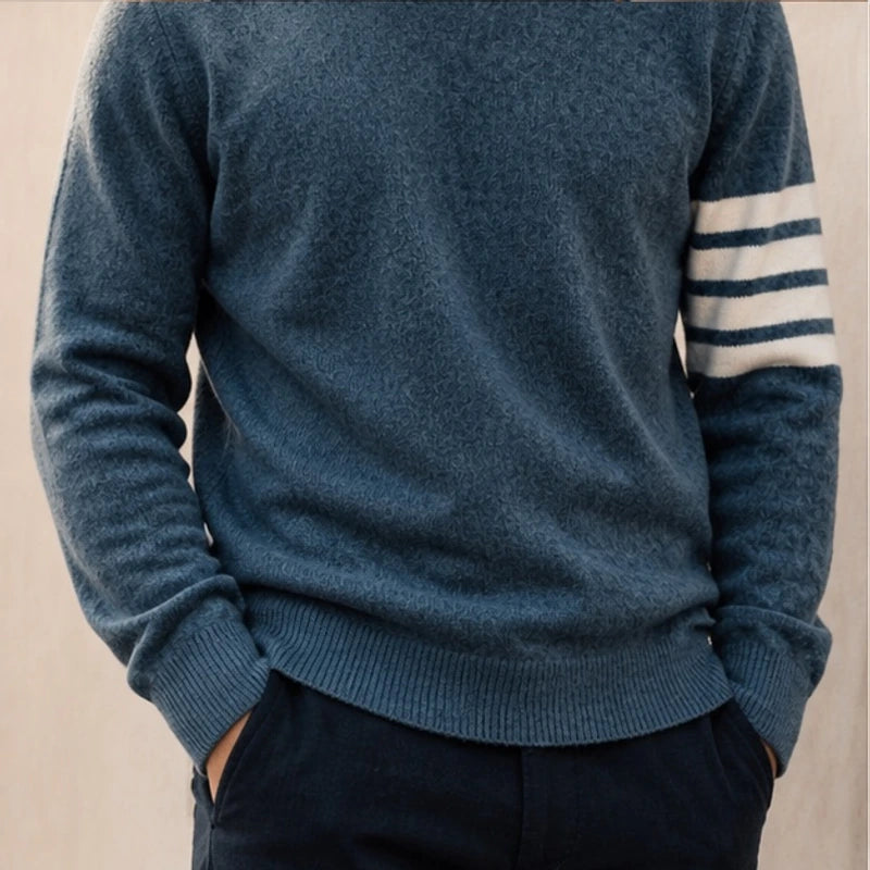 Gresham Cashmere Sweater - Blue - cashmere crew-neck sweaters - Michael Verde - Image 3