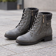 Halina Women's Leather Ankle Boots - Gray - Shoes - Michael Verde - Image 2