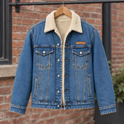 Harris Men's Sherpa-Lined Denim Jacket - Blue - Button Front Jacket - Michael Verde - Image 3