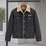 Harris Men's Sherpa-Lined Denim Jacket - Black - Button Front Jacket - Michael Verde - Image 3