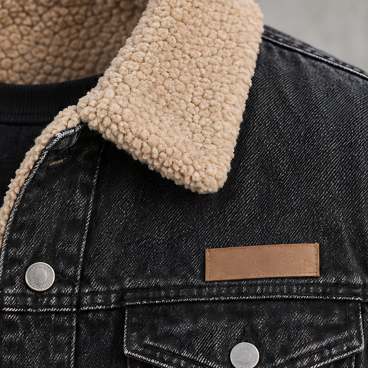 Harris Men's Sherpa-Lined Denim Jacket - Black - Casual Jacket - Michael Verde - Image 4