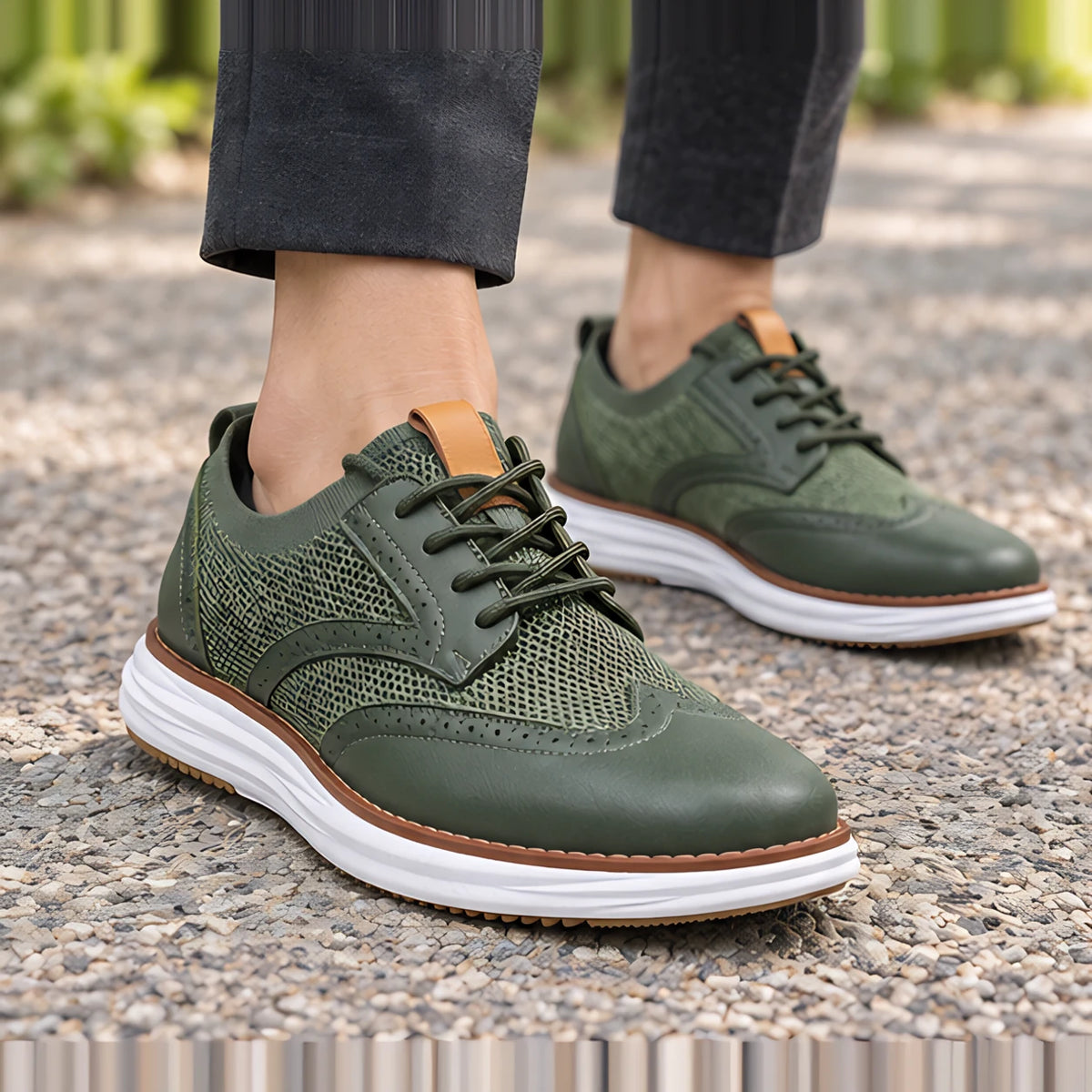 Hartley Wingtip Brogue Knit Sneakers - Emerald - Footwear > Sneakers > Brogue Sneakers - Michael Verde - Image 1