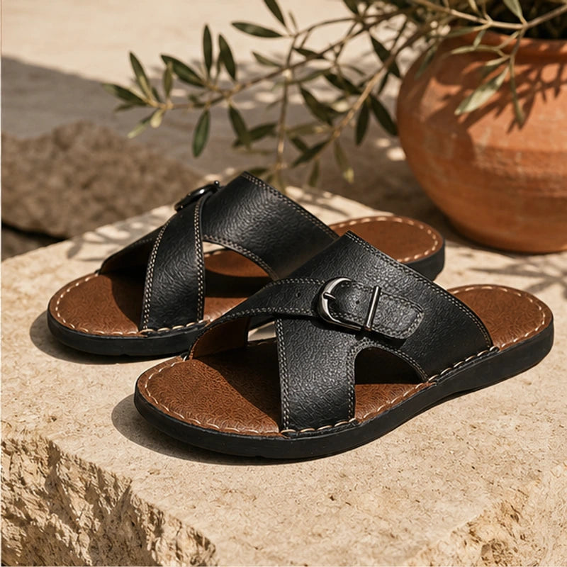 Harveton Leather Sandals - Black - Sandals - Michael Verde - Image 1
