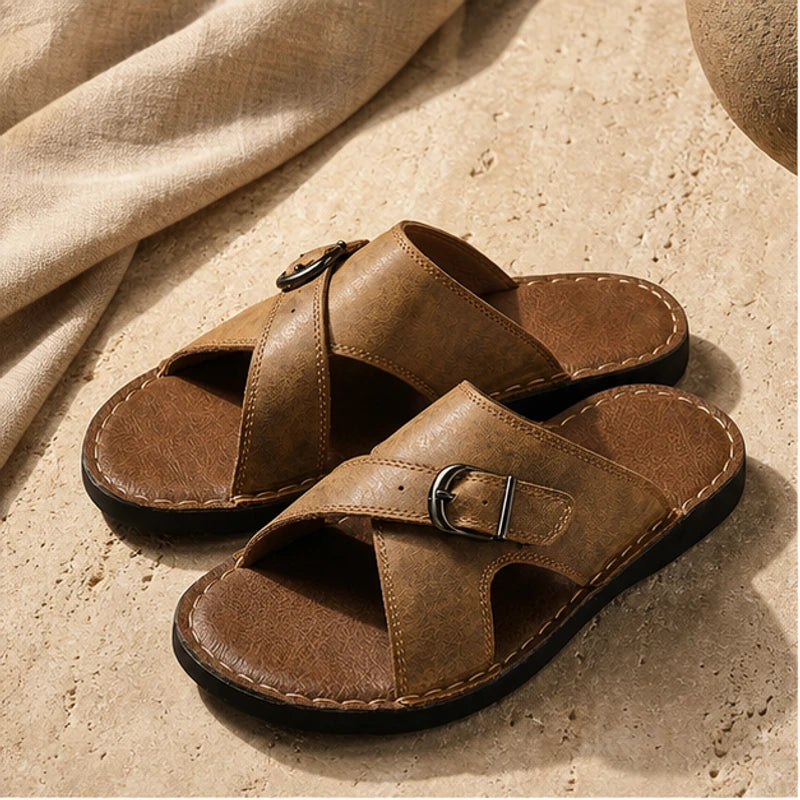Harveton Leather Sandals - Brown - Sandals - Michael Verde - Image 1