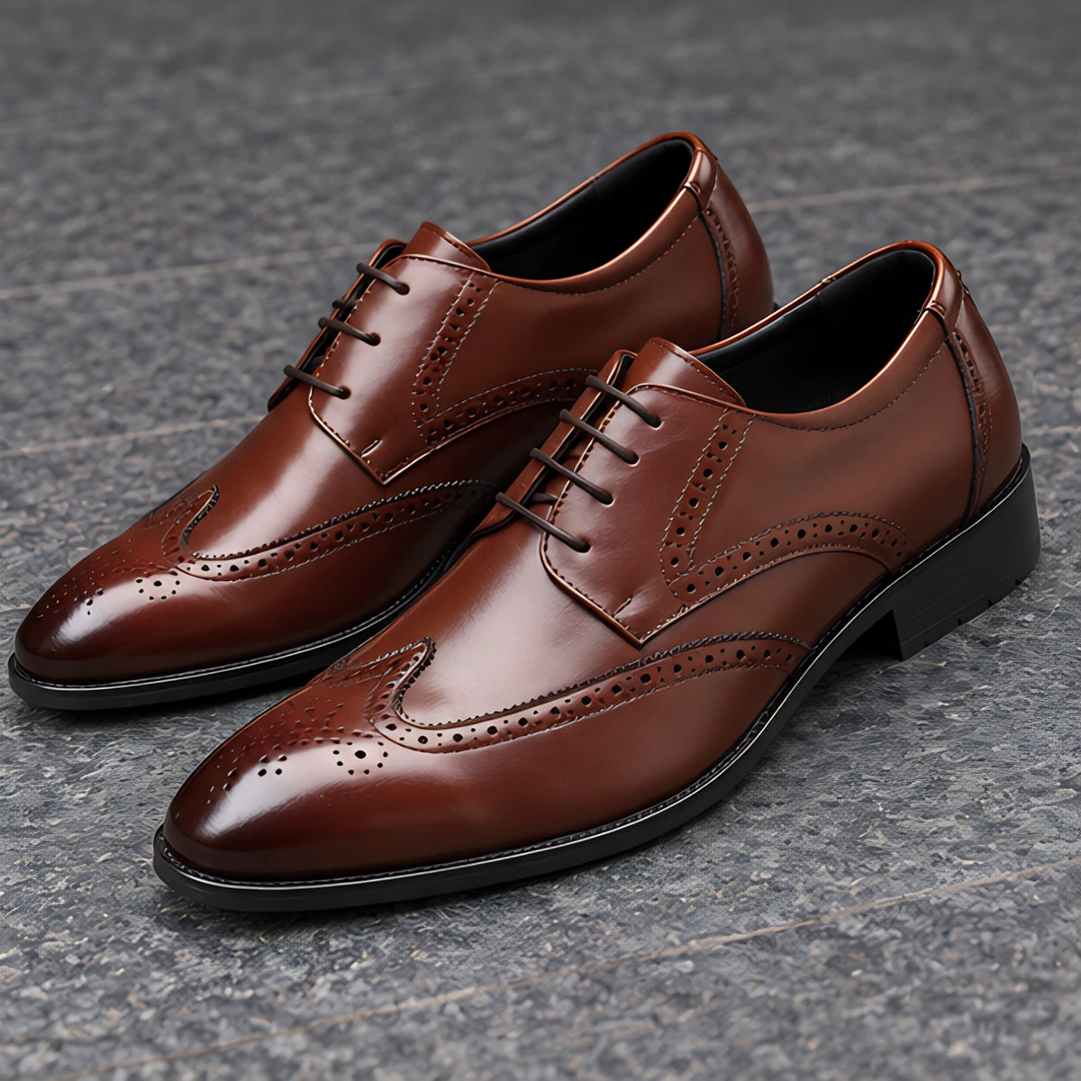 Hatherley Men's Polished Wingtip Leather Oxfords - Warm Brown - Men's Footwear > Oxford Shoes > Wingtip Oxfords - Michael Verde - Image 3