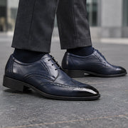 Hatherley Men's Polished Wingtip Leather Oxfords - Blue Black - Shoes - Michael Verde - Image 2