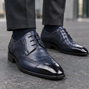 Hatherley Men's Polished Wingtip Leather Oxfords - Blue Black - Men's Footwear > Oxford Shoes > Wingtip Oxfords - Michael Verde - Image 1