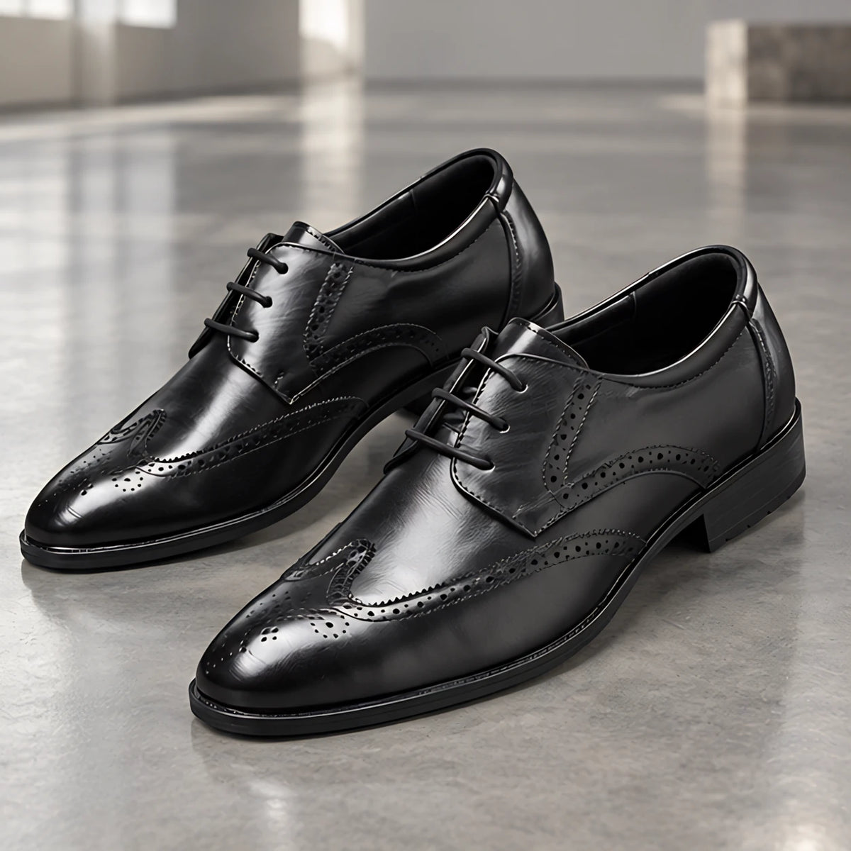 Hatherley Men's Polished Wingtip Leather Oxfords - Black - Men's Footwear > Oxford Shoes > Wingtip Oxfords - Michael Verde - Image 3