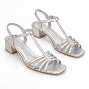 Hespera Women's Metallic Square-Toe T-Strap Sandals - Silver - Catalog Group: Footwear - Michael Verde - Image 2