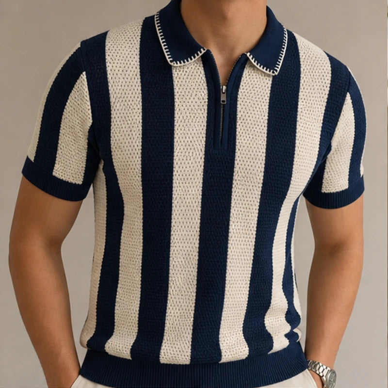 Jenson Cotton Knit Polo Shirt - Blue - polo shirt - Michael Verde - Image 2