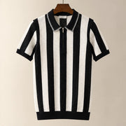 Jenson Cotton Knit Polo Shirt - Black - men's polo - Michael Verde - Image 3