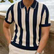Jenson Cotton Knit Polo Shirt - Blue - Polo - Michael Verde - Image 1