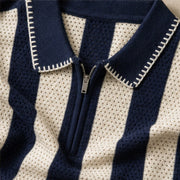 Jenson Cotton Knit Polo Shirt - Blue - cotton knit - Michael Verde - Image 4