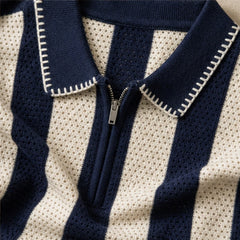 Jenson Cotton Knit Polo Shirt - Blue - cotton knit - Michael Verde - Image 4