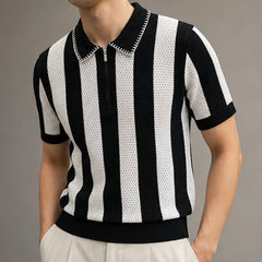 Jenson Cotton Knit Polo Shirt - Black - Polo - Michael Verde - Image 1