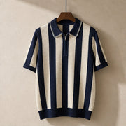 Jenson Cotton Knit Polo Shirt - Blue - men's polo - Michael Verde - Image 3