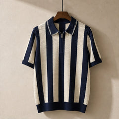 Jenson Cotton Knit Polo Shirt - Blue - men's polo - Michael Verde - Image 3