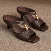 Karina Women's Leather T-Strap Mule Sandals - Sienna Brown - female - Michael Verde - Image 4