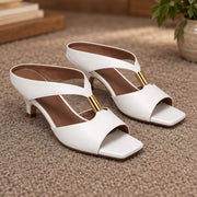 Karina Women's Leather T-Strap Mule Sandals - Pearl - female - Michael Verde - Image 4