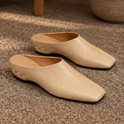 Kilmara Women's Square Toe Leather Mules - Beige - footwear - Michael Verde - Image 4