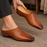 Kilmara Women's Square Toe Leather Mules - Sienna Brown - Footwear > Mules > Square Toe Leather Mules - Michael Verde - Image 2