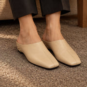 Kilmara Women's Square Toe Leather Mules - Beige - female - Michael Verde - Image 3