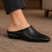 Kilmara Women's Square Toe Leather Mules - Charcoal - Footwear > Mules > Square Toe Leather Mules - Michael Verde - Image 1