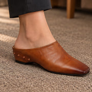 Kilmara Women's Square Toe Leather Mules - Sienna Brown - Footwear > Mules > Square Toe Leather Mules - Michael Verde - Image 1